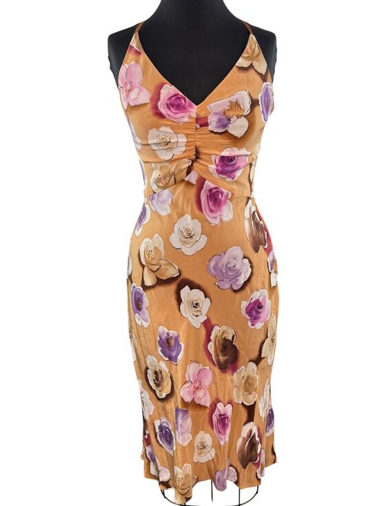 Laundry By Shelli Segal Dresses & Skirts - VINTAGE 90's Y2K Laundry by Shelli Segal Beige Fitted Dress Floral Sweetheart 6